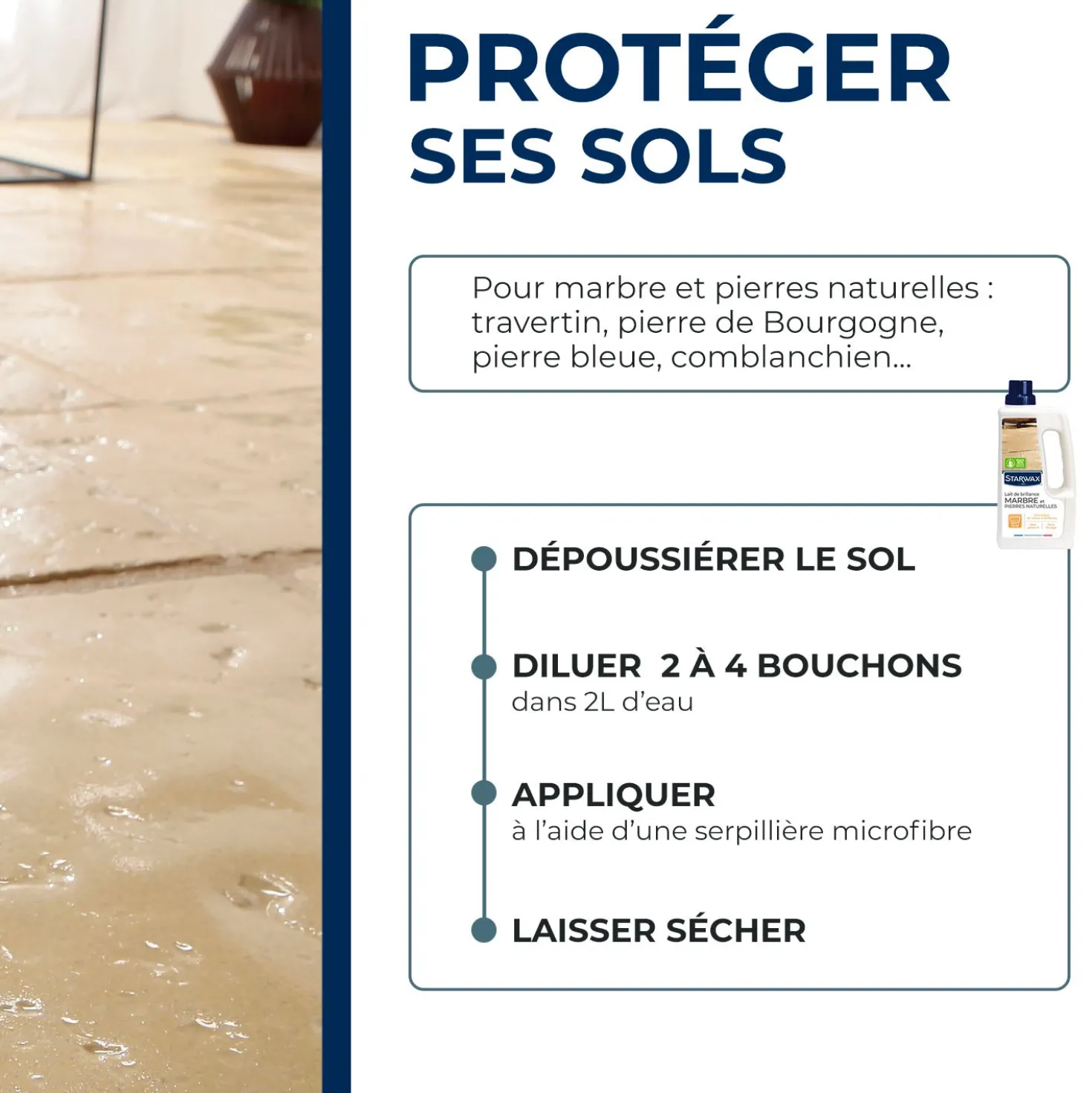 Lait de brillance pour marbres et pierres naturelles