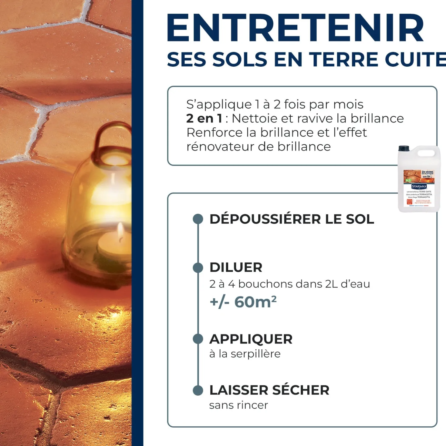 Lait de brillance pour tomettes et terres cuites