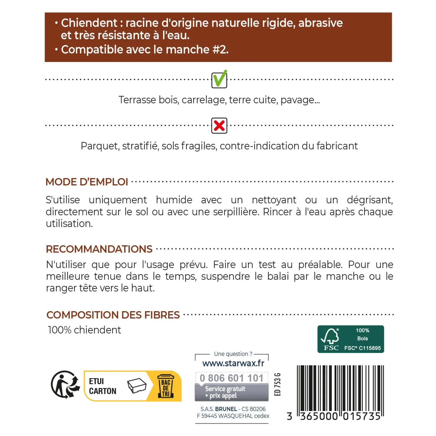 Lave pont chiendent pour terrasses et sols carrelés FSC®