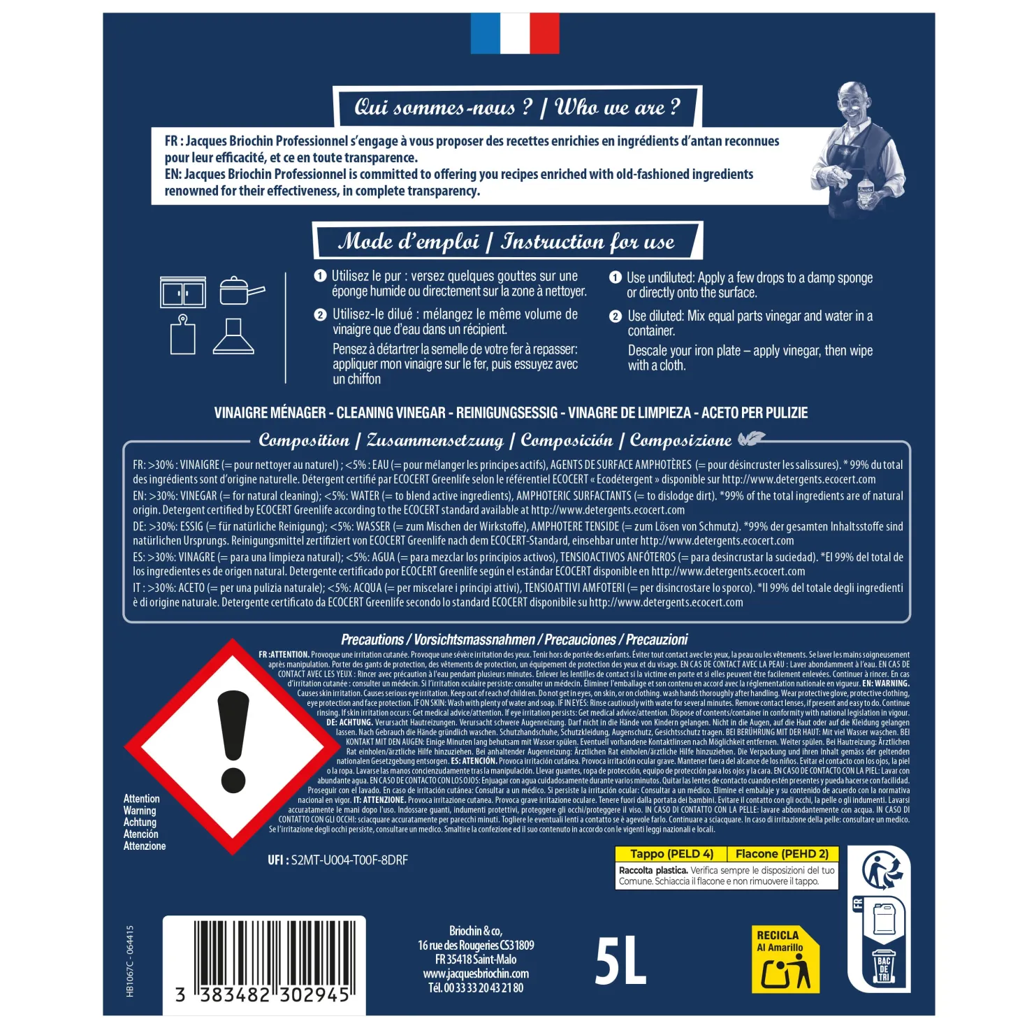 Le vinaigre blanc de ménage Ecocert