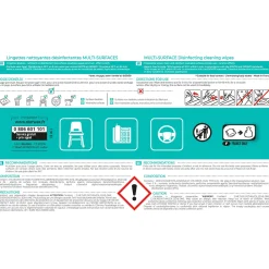 Lingettes nettoyantes désinfectantes multi-surfaces