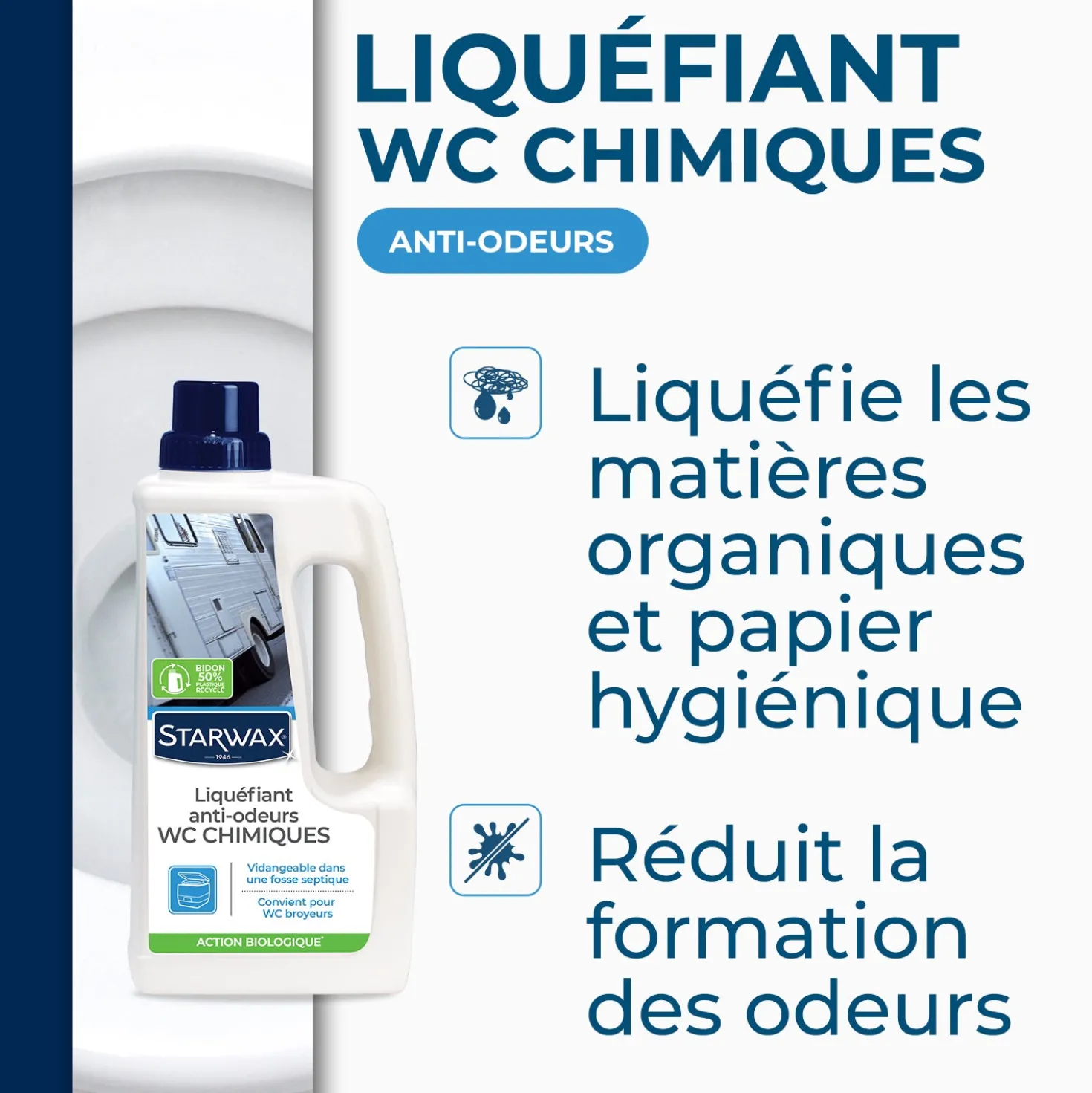 Liquéfiant désodorisant pour WC chimiques