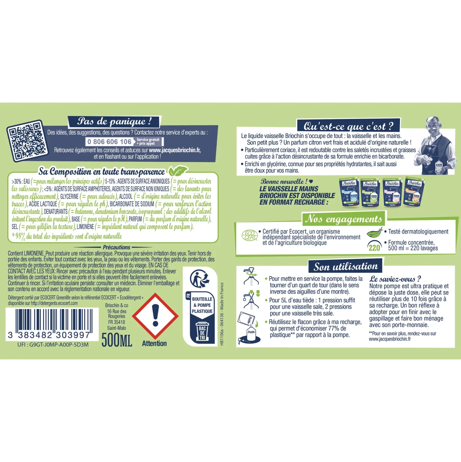 Liquide Vaisselle Mains Bicarbonate de soude & Citron vert