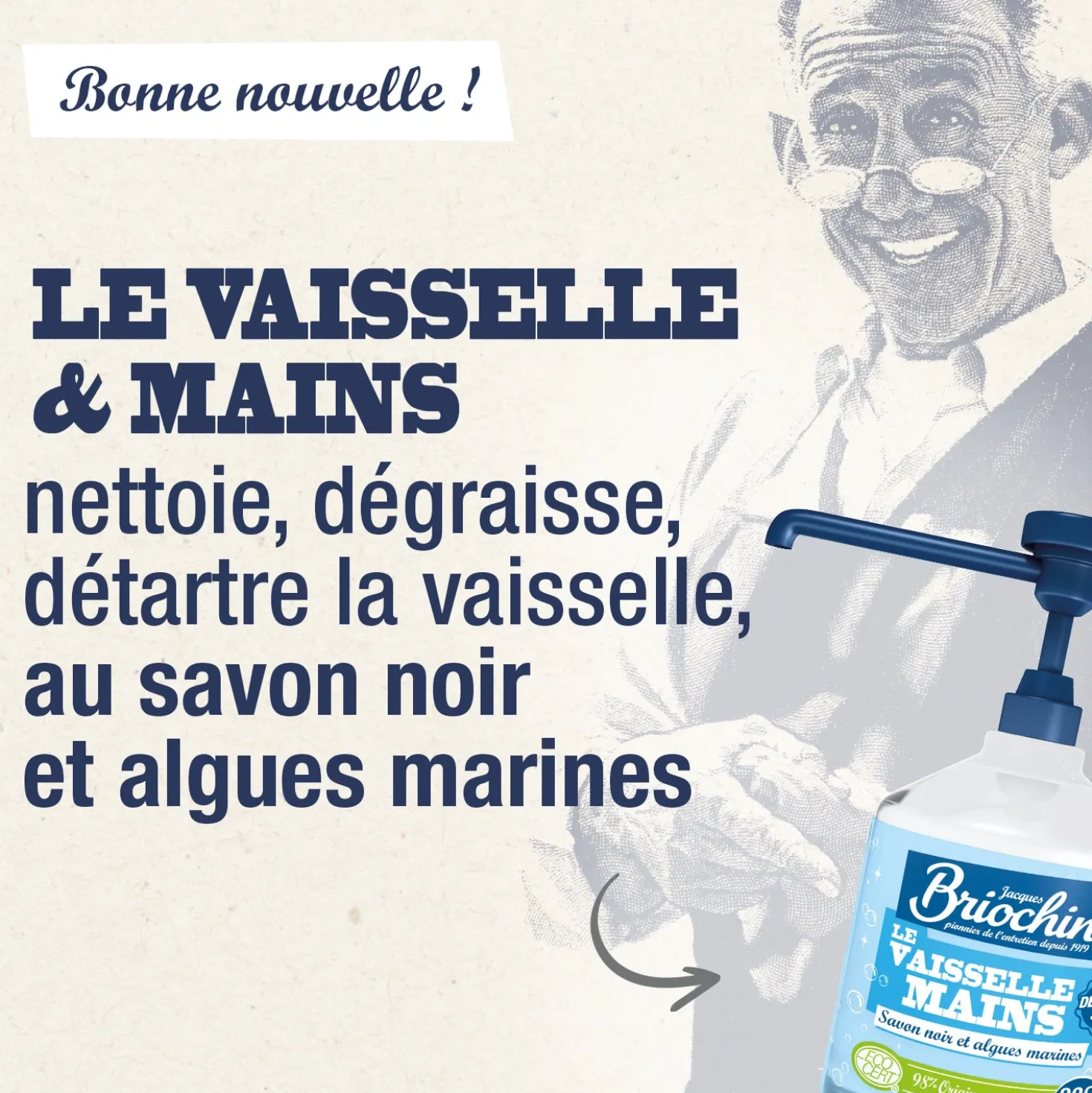 Liquide Vaisselle Mains Savon noir & Algues Marines