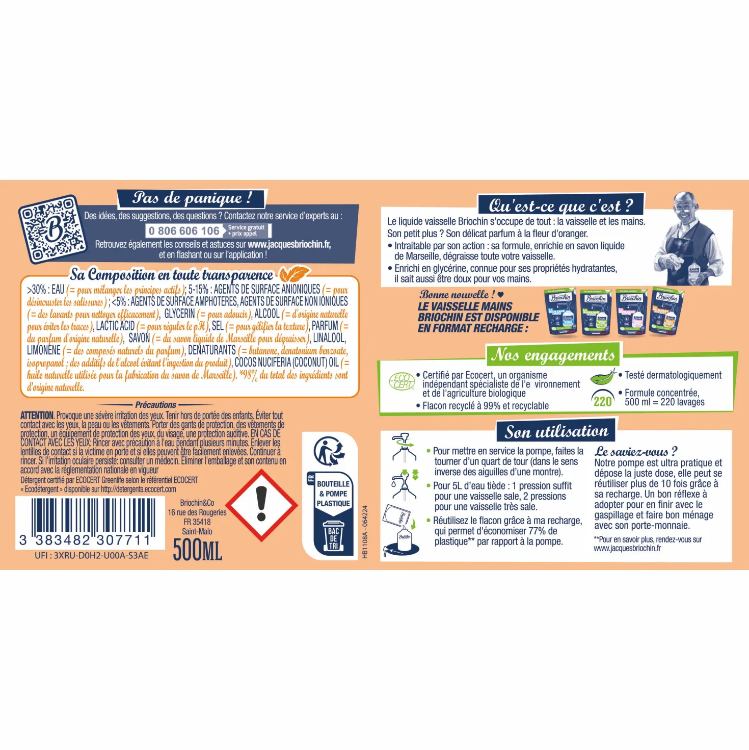 Liquide Vaisselle Mains Savon liquide de Marseille & fleur d'oranger