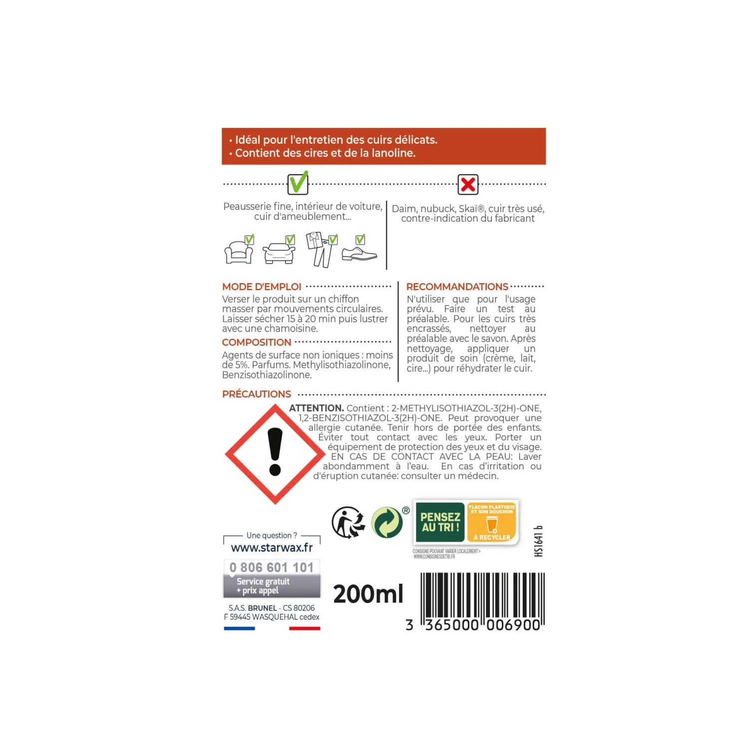 Lotion nettoyante sans rinçage pour cuirs délicats