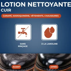 Lotion nettoyante sans rinçage pour cuirs délicats