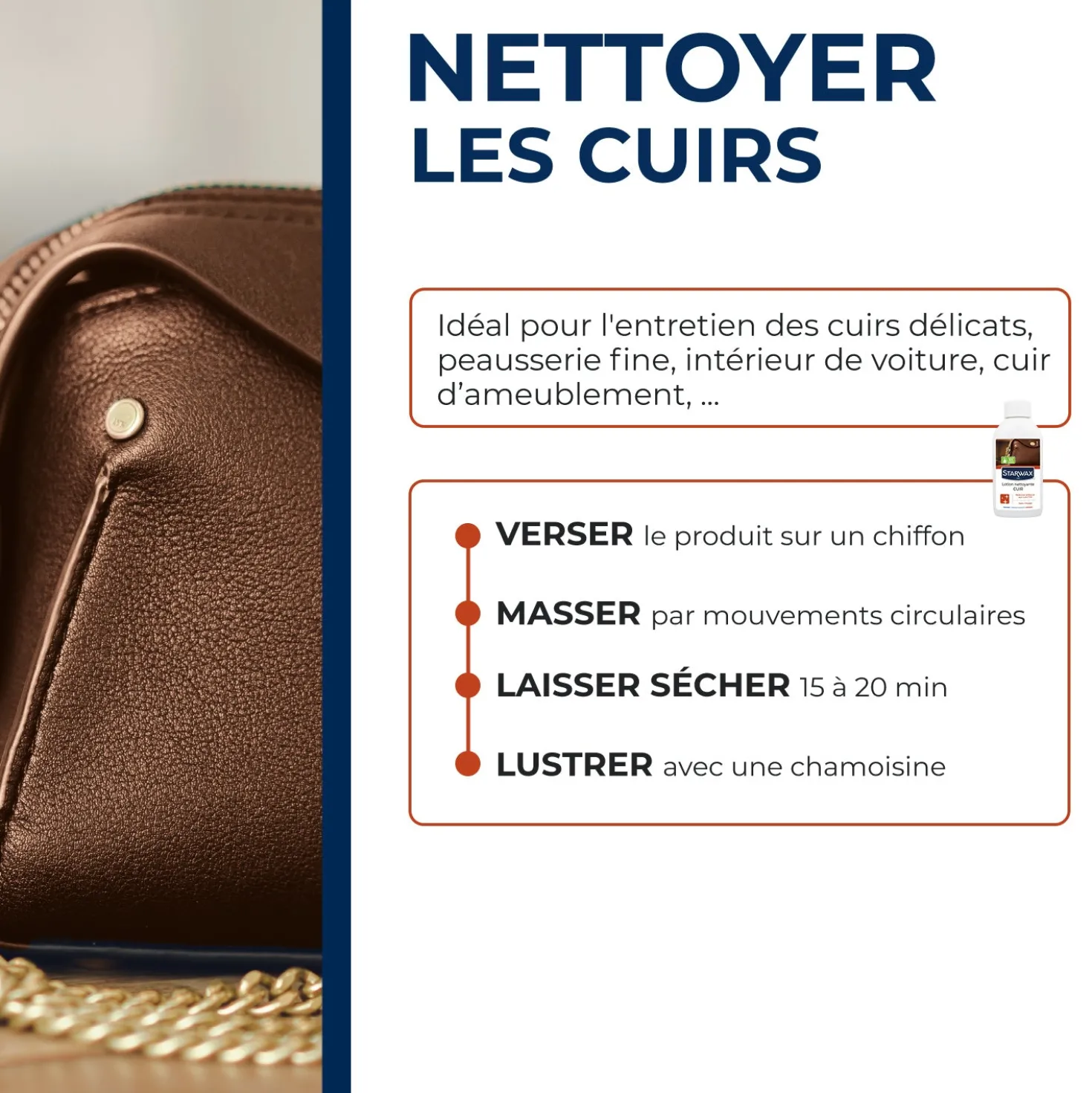 Lotion nettoyante sans rinçage pour cuirs délicats