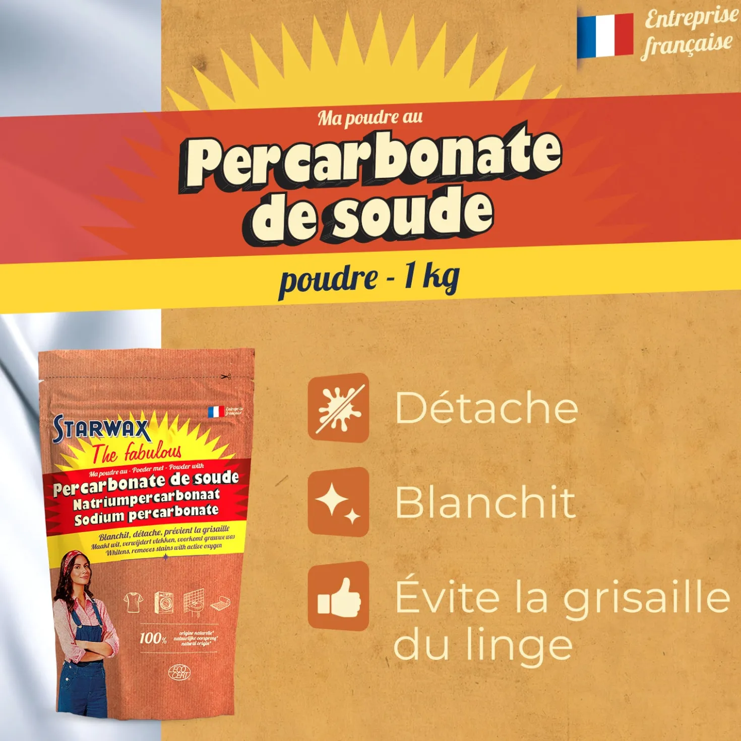 Ma poudre détachante & raviveur de blancheur au percarbonate de soude – Sachet éco