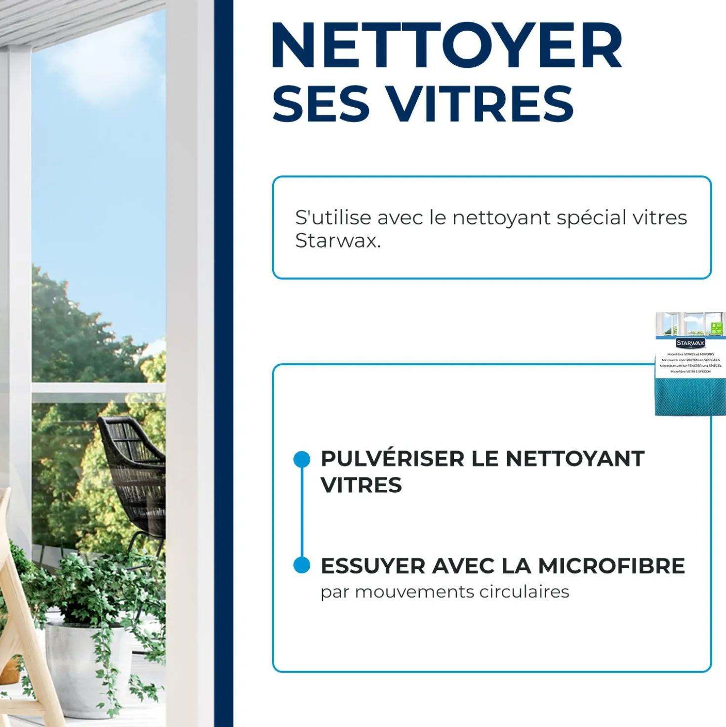 Microfibre vitres et miroirs