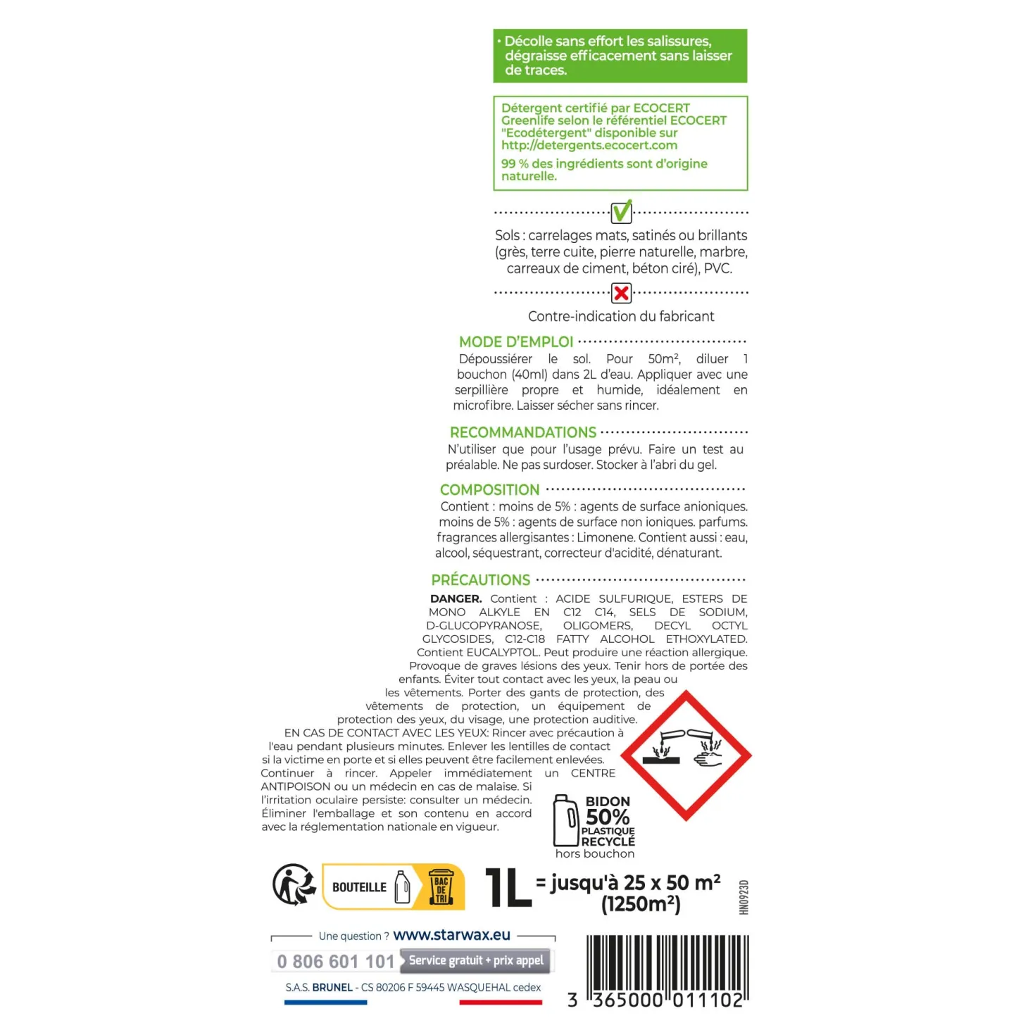 Nettoyant concentré pour carrelages et sols plastiques