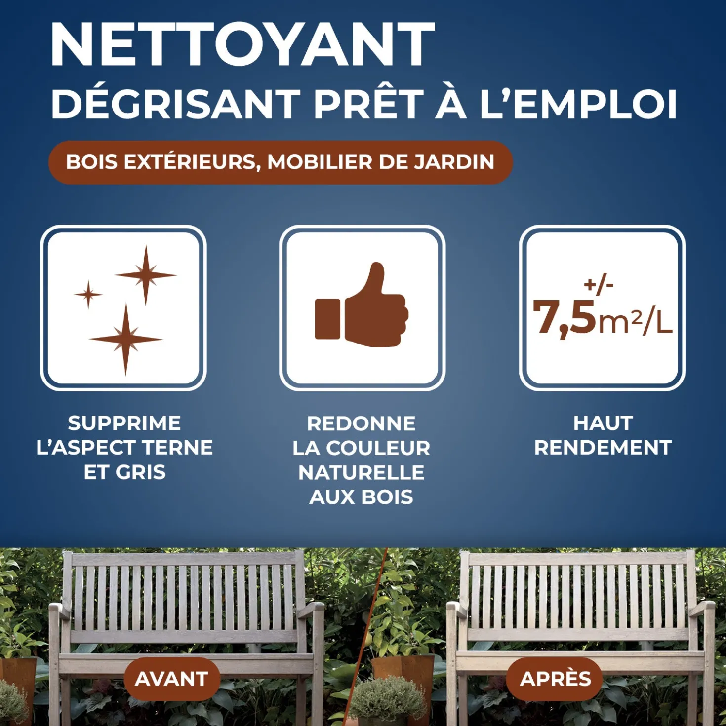 Nettoyant dégrisant pour bois extérieurs