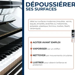 Nettoyant dépoussiérant brillant pour mobilier intérieur