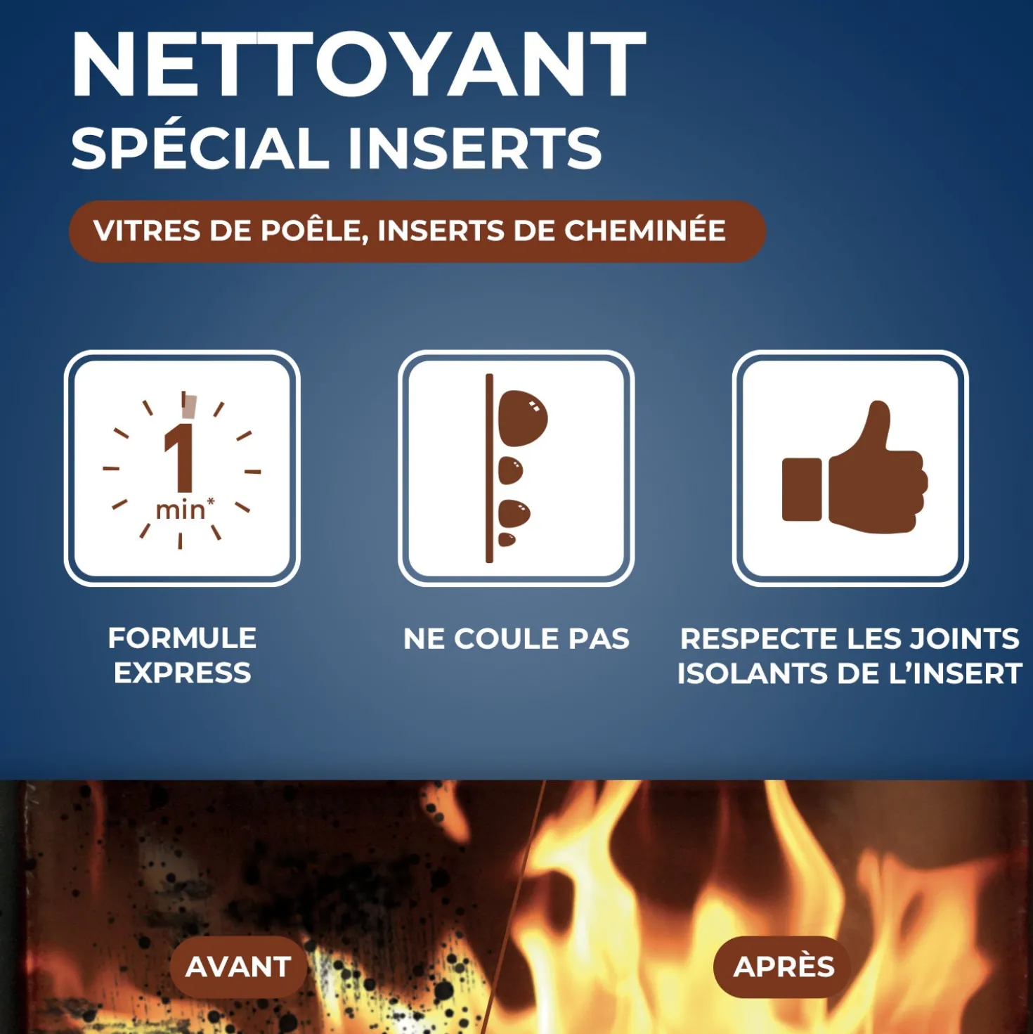 Nettoyant express inserts pour poêle & cheminée