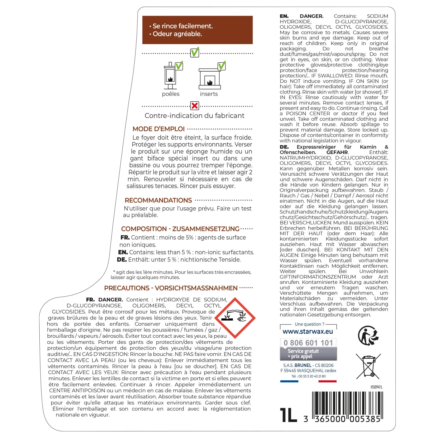 Nettoyant express inserts pour poêle & cheminée