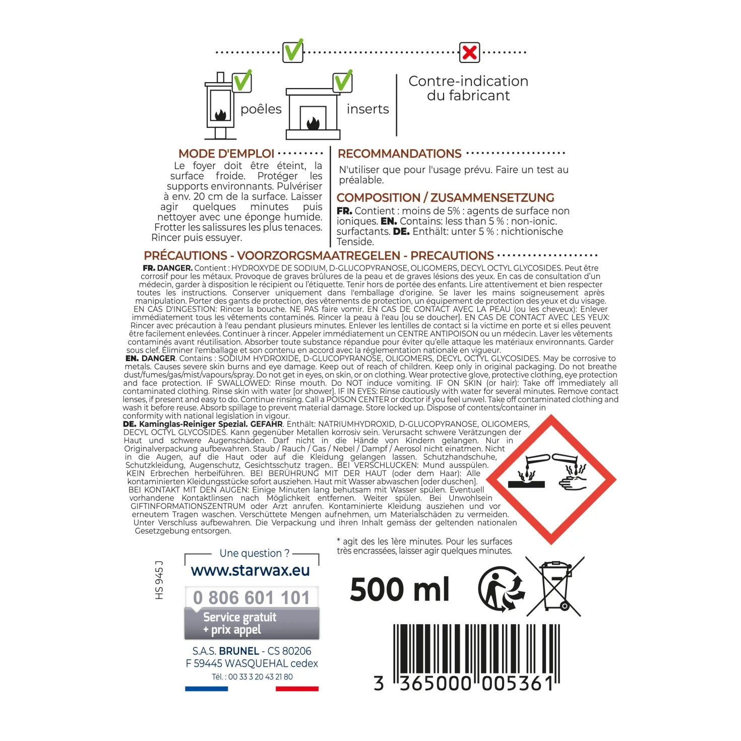 Nettoyant express inserts pour poêle & cheminée