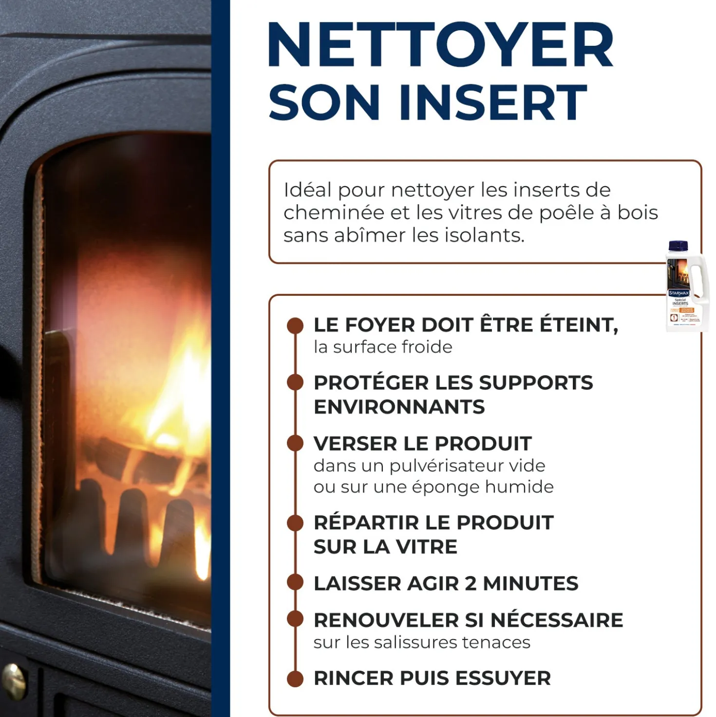Nettoyant express inserts pour poêle & cheminée
