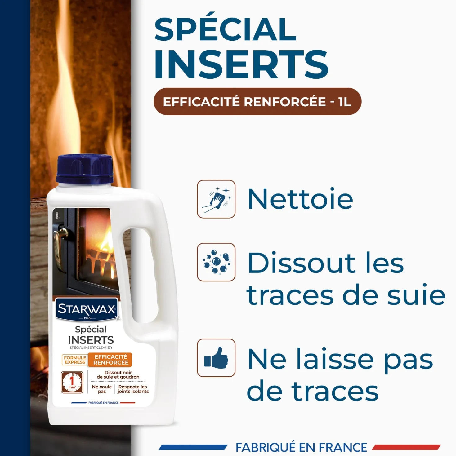 Nettoyant express inserts pour poêle & cheminée