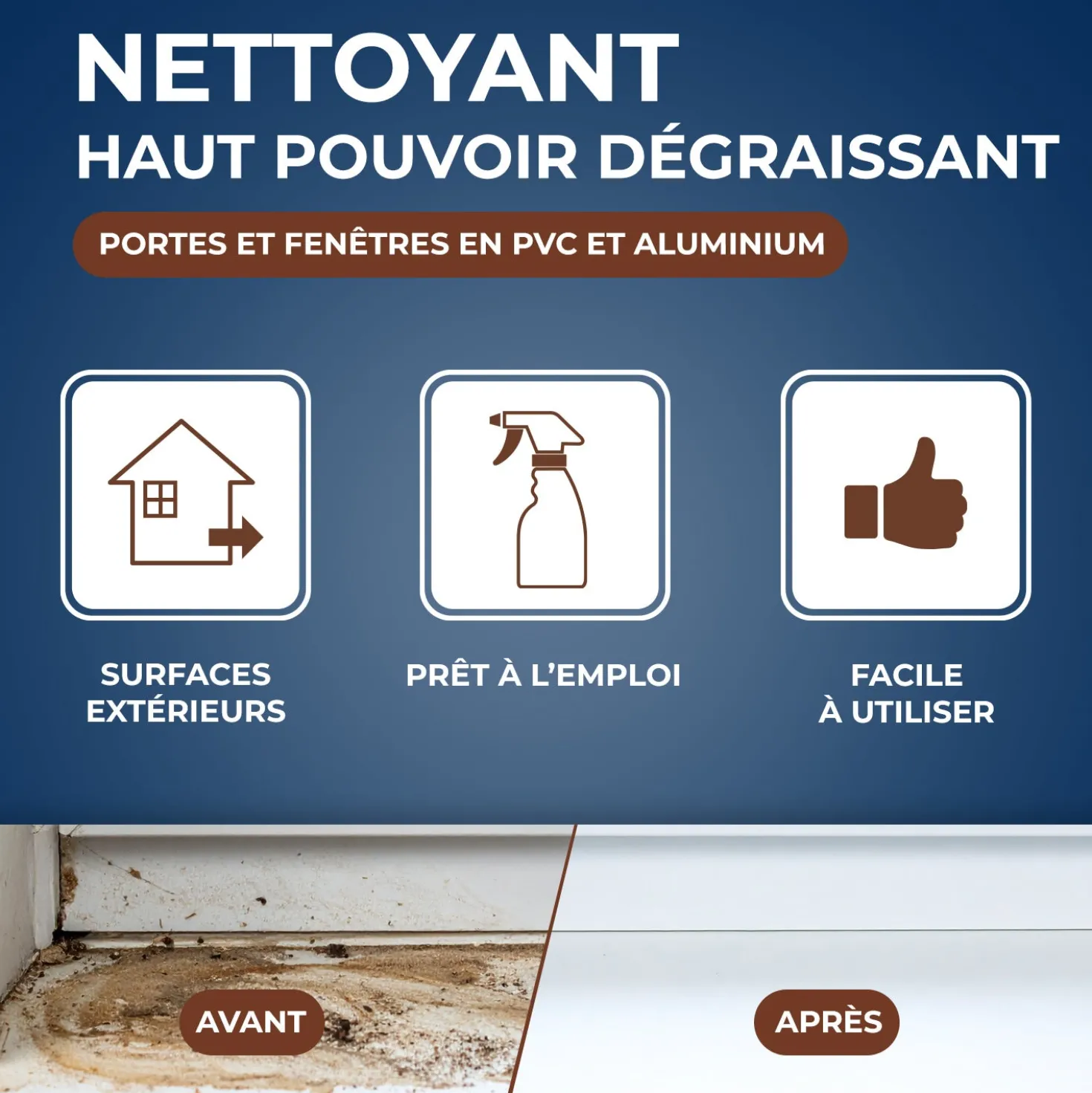 Nettoyant portes et fenêtres prêt à l'emploi