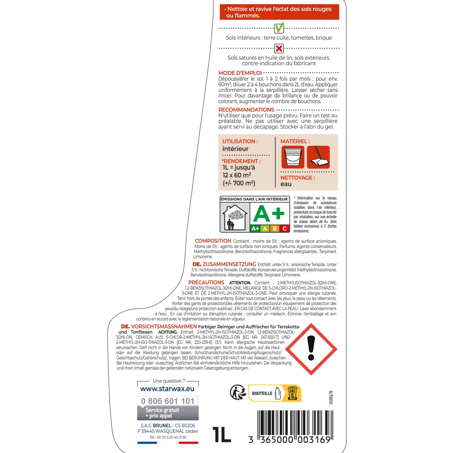 Nettoyant raviveur coloré pour tomettes et terres cuites