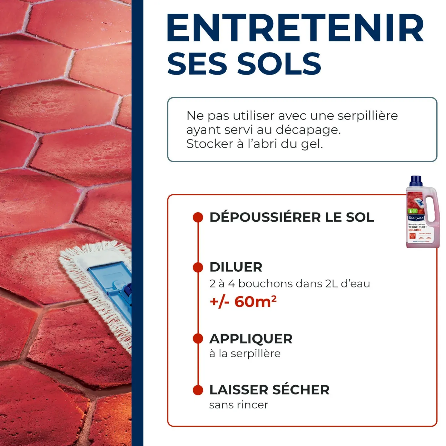 Nettoyant raviveur coloré pour tomettes et terres cuites