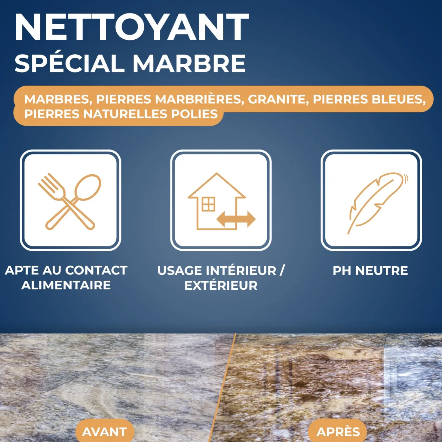 Nettoyant raviveur pour marbre et pierres naturelles