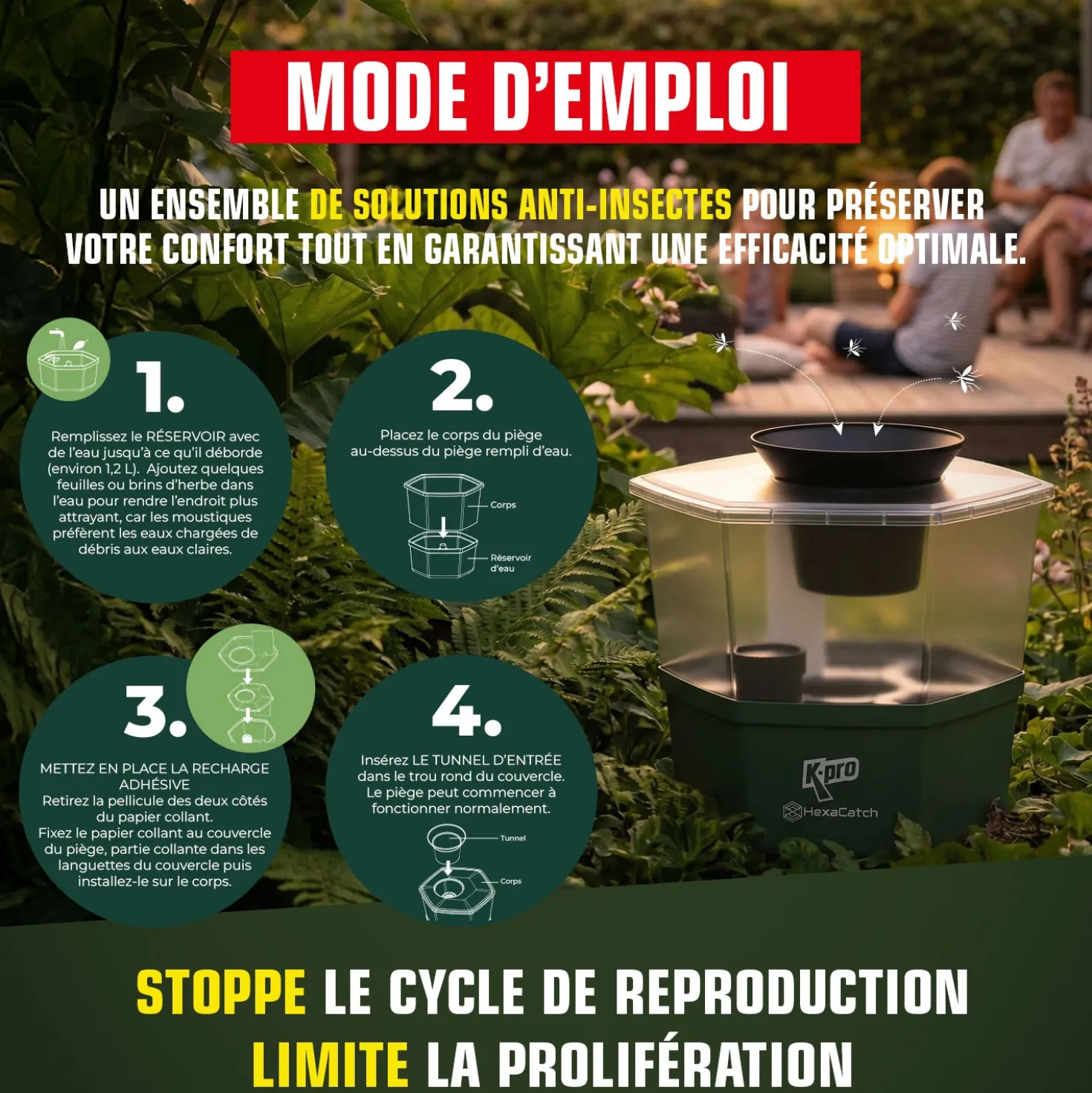 Pack de 2 Pièges anti-ponte moustiques communs et tigres+ 10 adhésifs