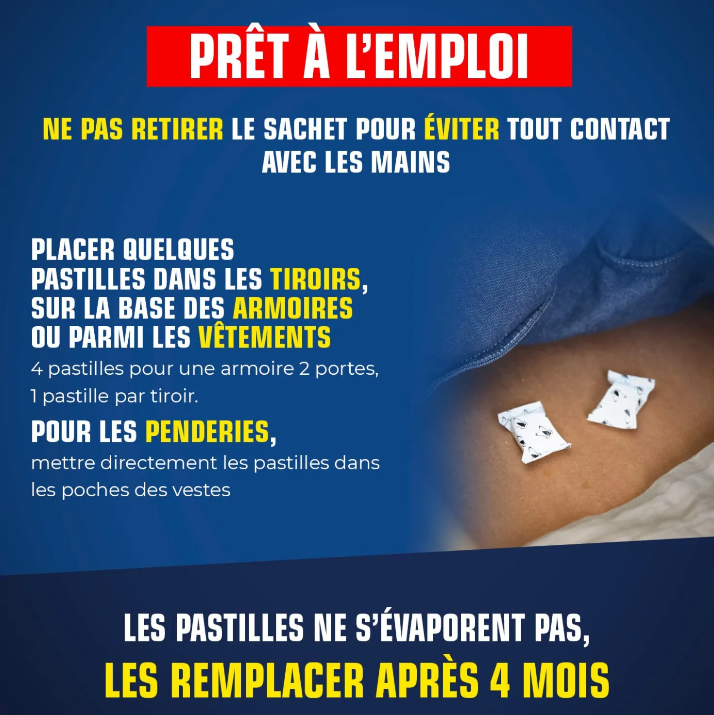 Pastilles mites des vêtements