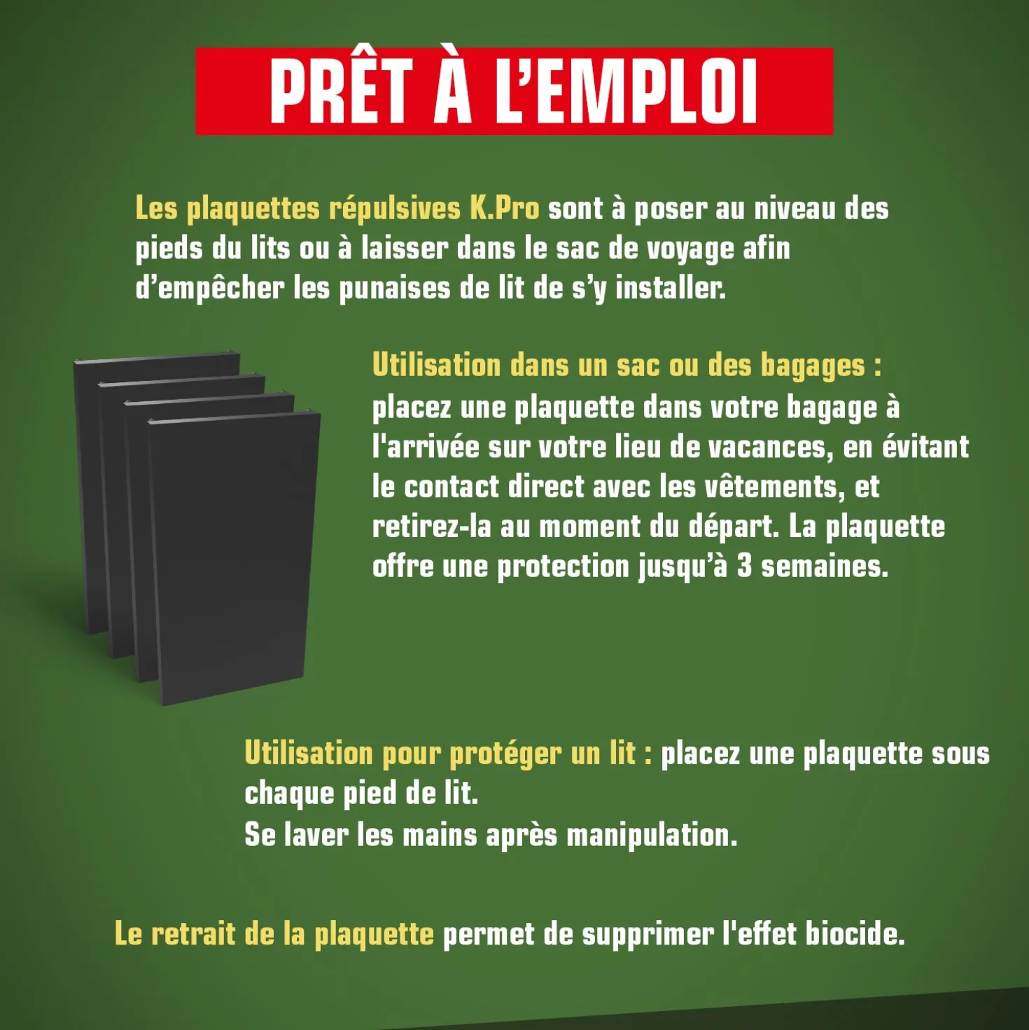 Plaquettes punaises de lit