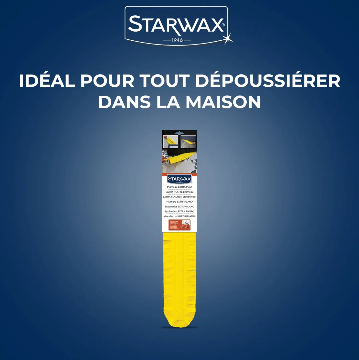 Plumeau extra plat et long dépoussiérant