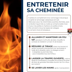 Poudre de ramonage pour poêle et cheminée
