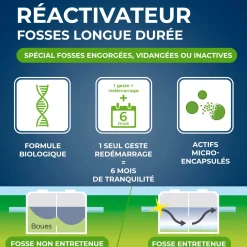 Ré-activateur longue durée pour fosses septiques