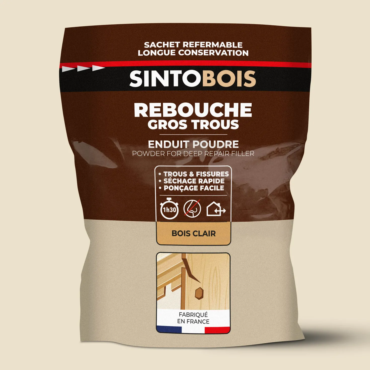 Rebouche bois enduit poudre