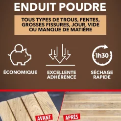 Rebouche bois enduit poudre