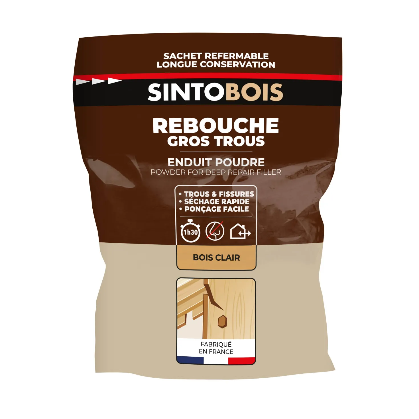 Rebouche bois enduit poudre