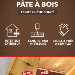 Rebouche imperfections -Pâte à bois naturel