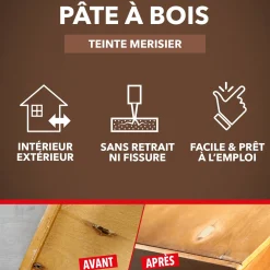 Rebouche imperfections -Pâte à bois naturel