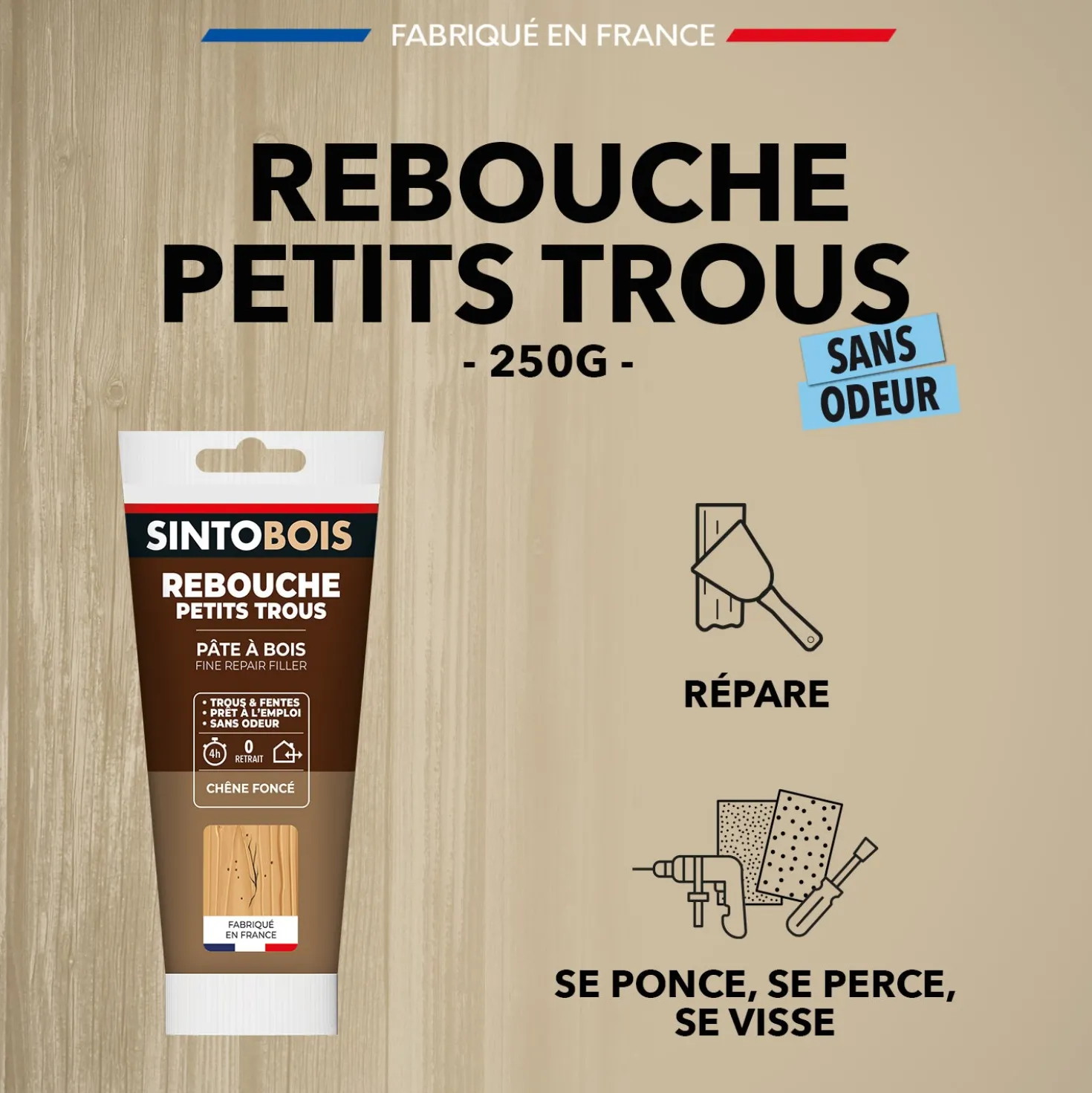 Rebouche imperfections -Pâte à bois naturel