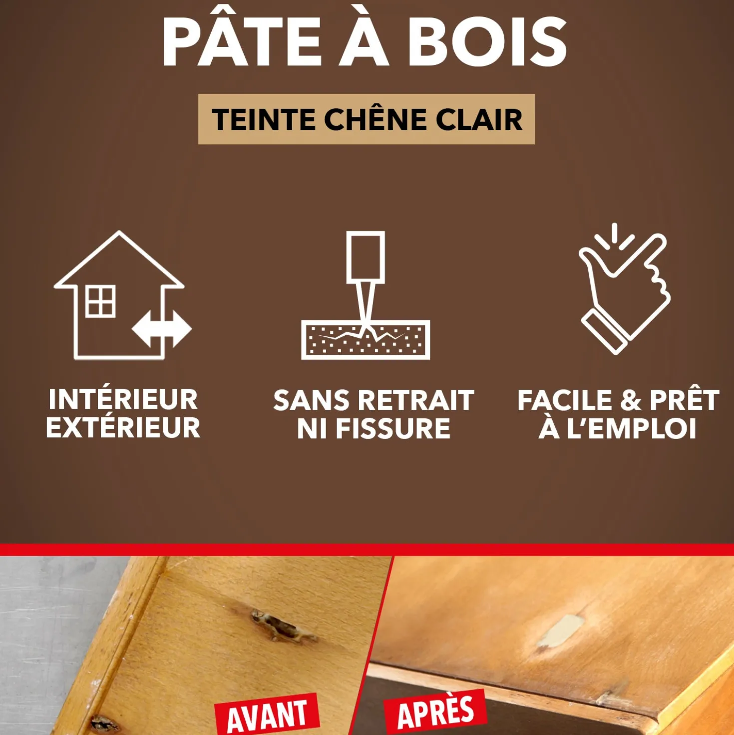 Rebouche imperfections -Pâte à bois naturel