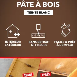 Rebouche imperfections -Pâte à bois naturel