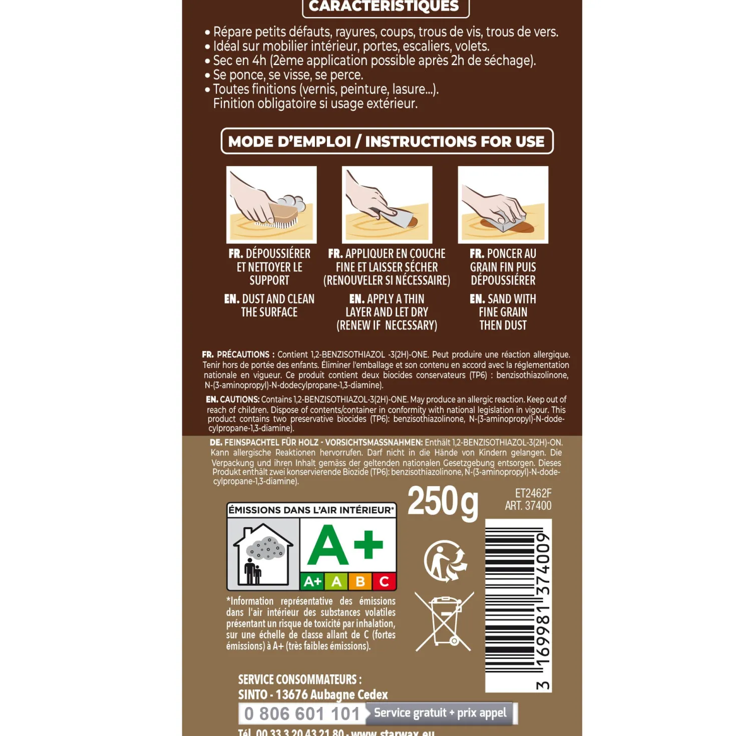 Rebouche imperfections -Pâte à bois naturel