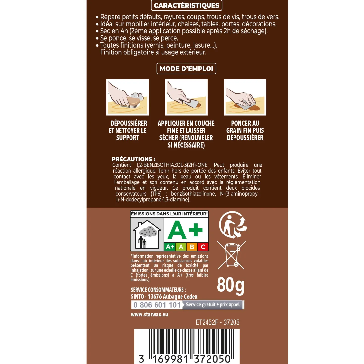 Rebouche imperfections -Pâte à bois naturel