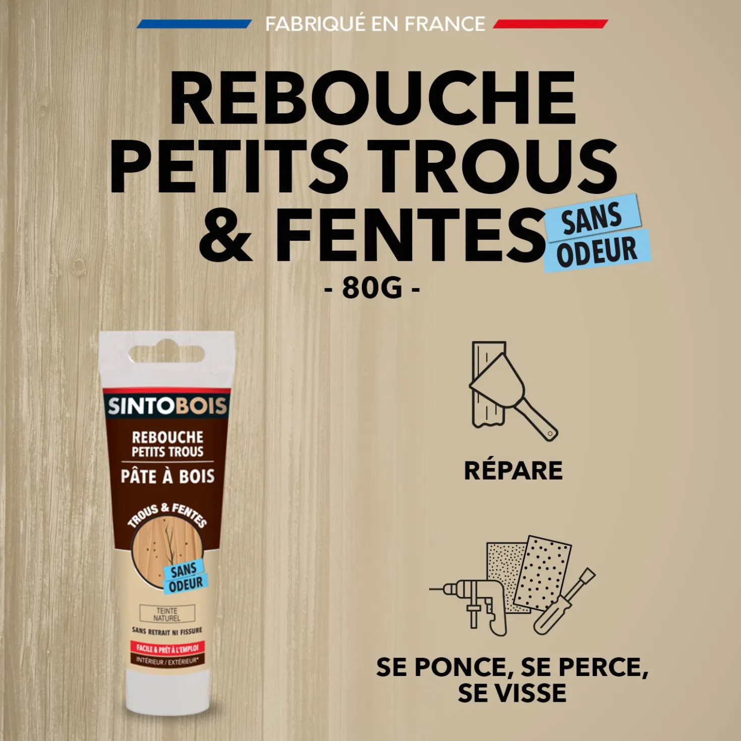 Rebouche imperfections -Pâte à bois naturel