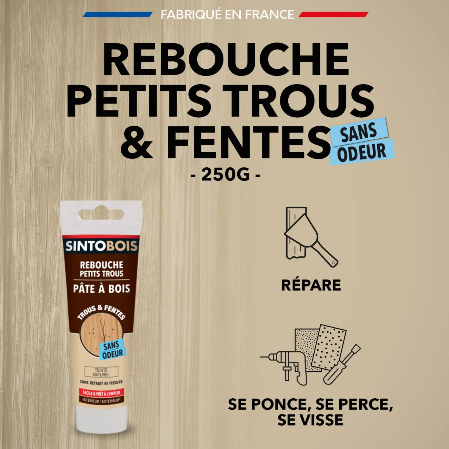 Rebouche imperfections -Pâte à bois naturel