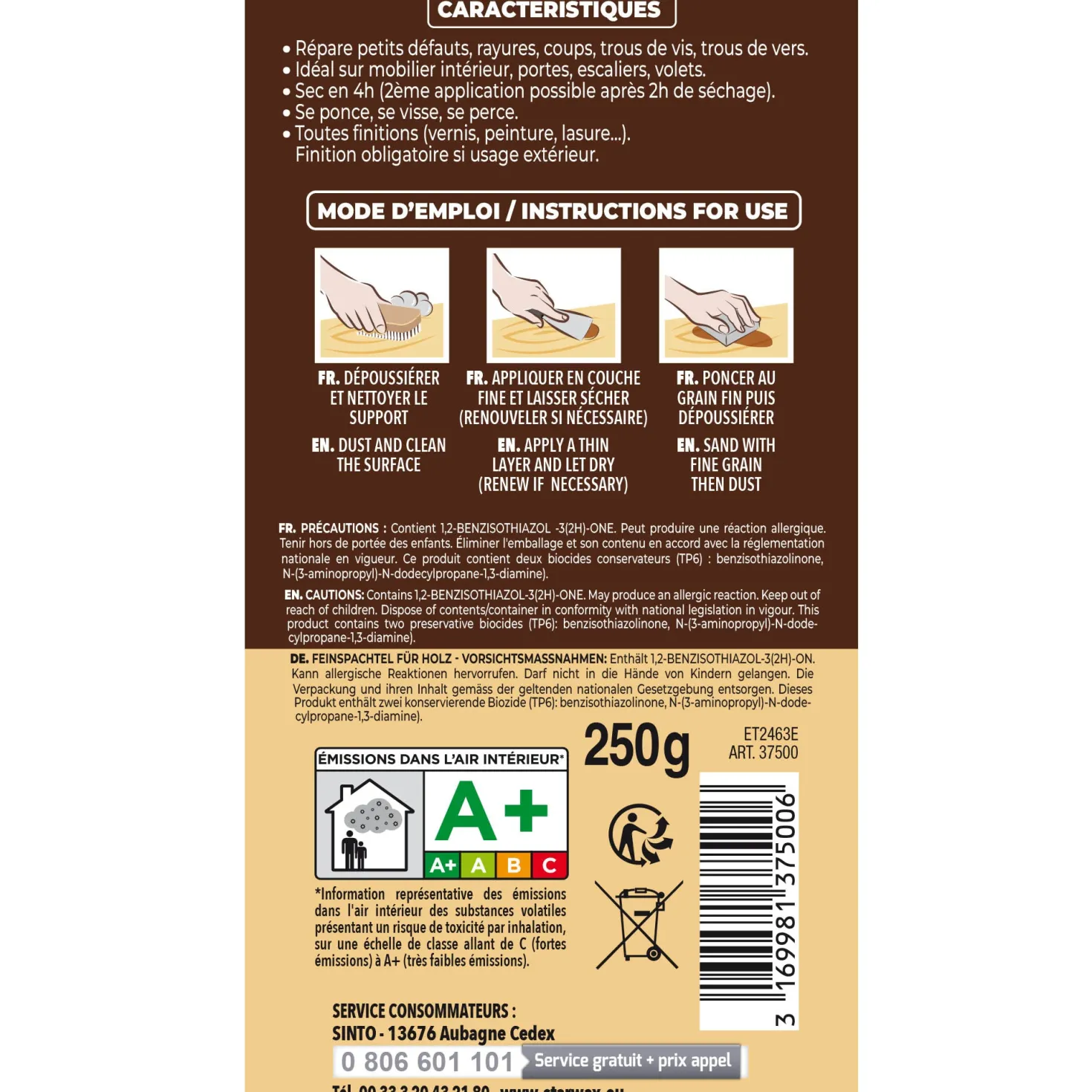 Rebouche imperfections -Pâte à bois naturel