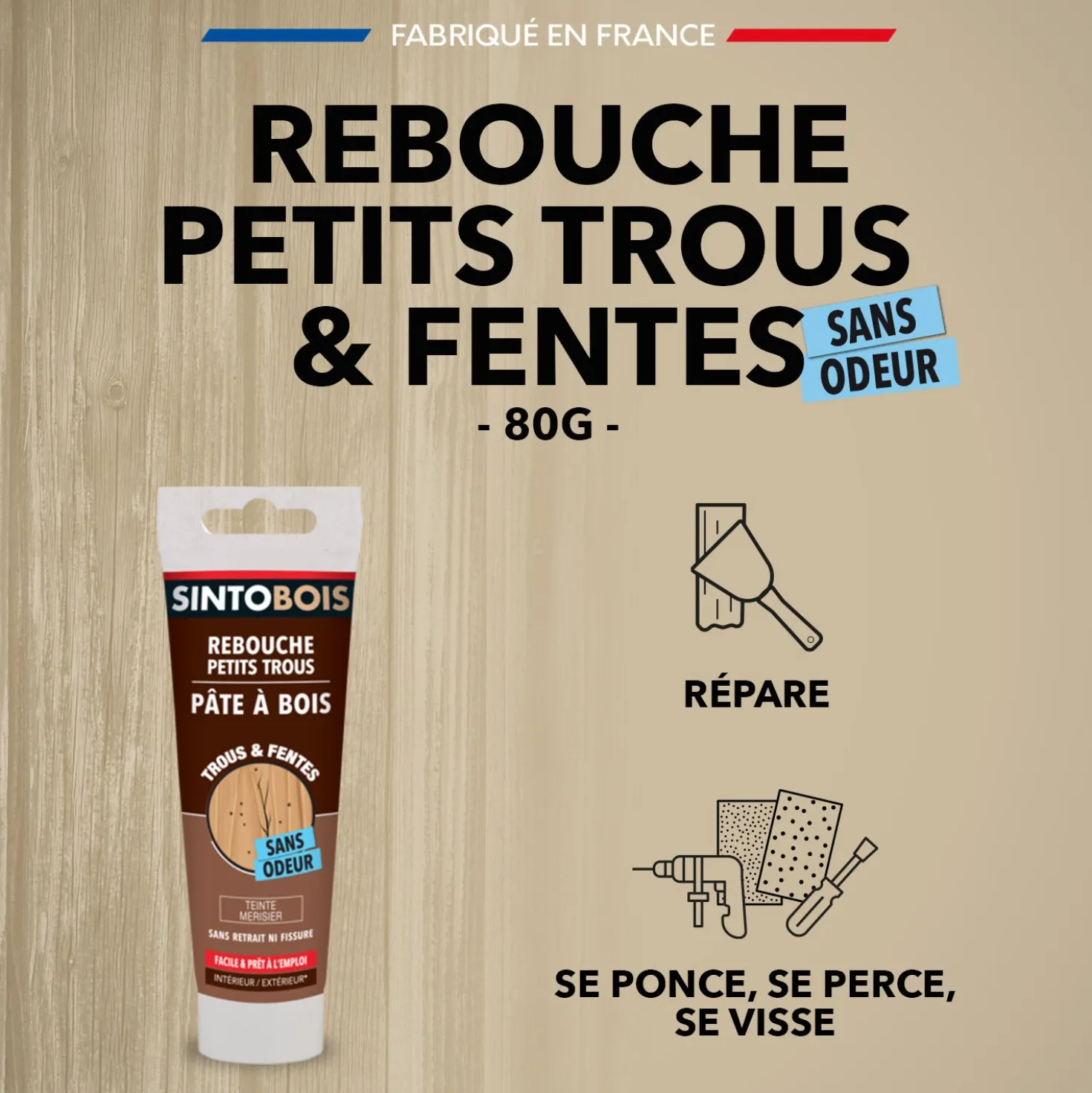 Rebouche imperfections -Pâte à bois naturel