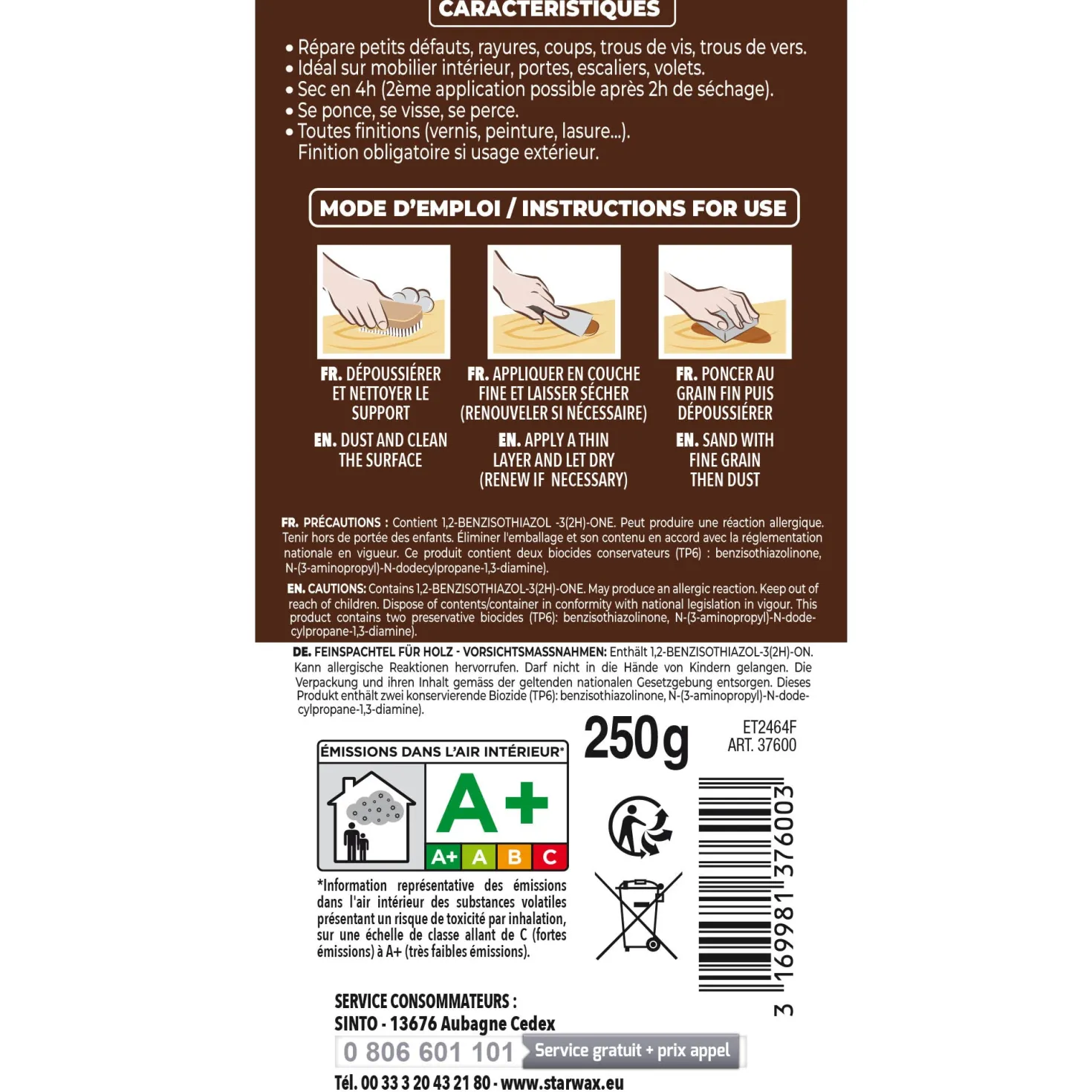 Rebouche imperfections -Pâte à bois naturel