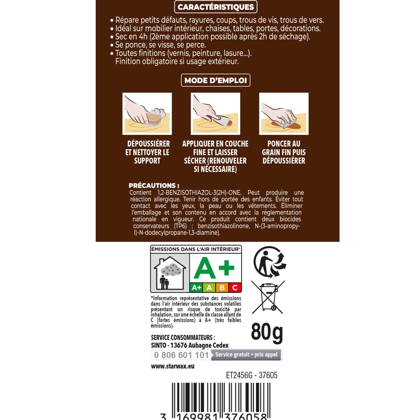 Rebouche imperfections -Pâte à bois naturel