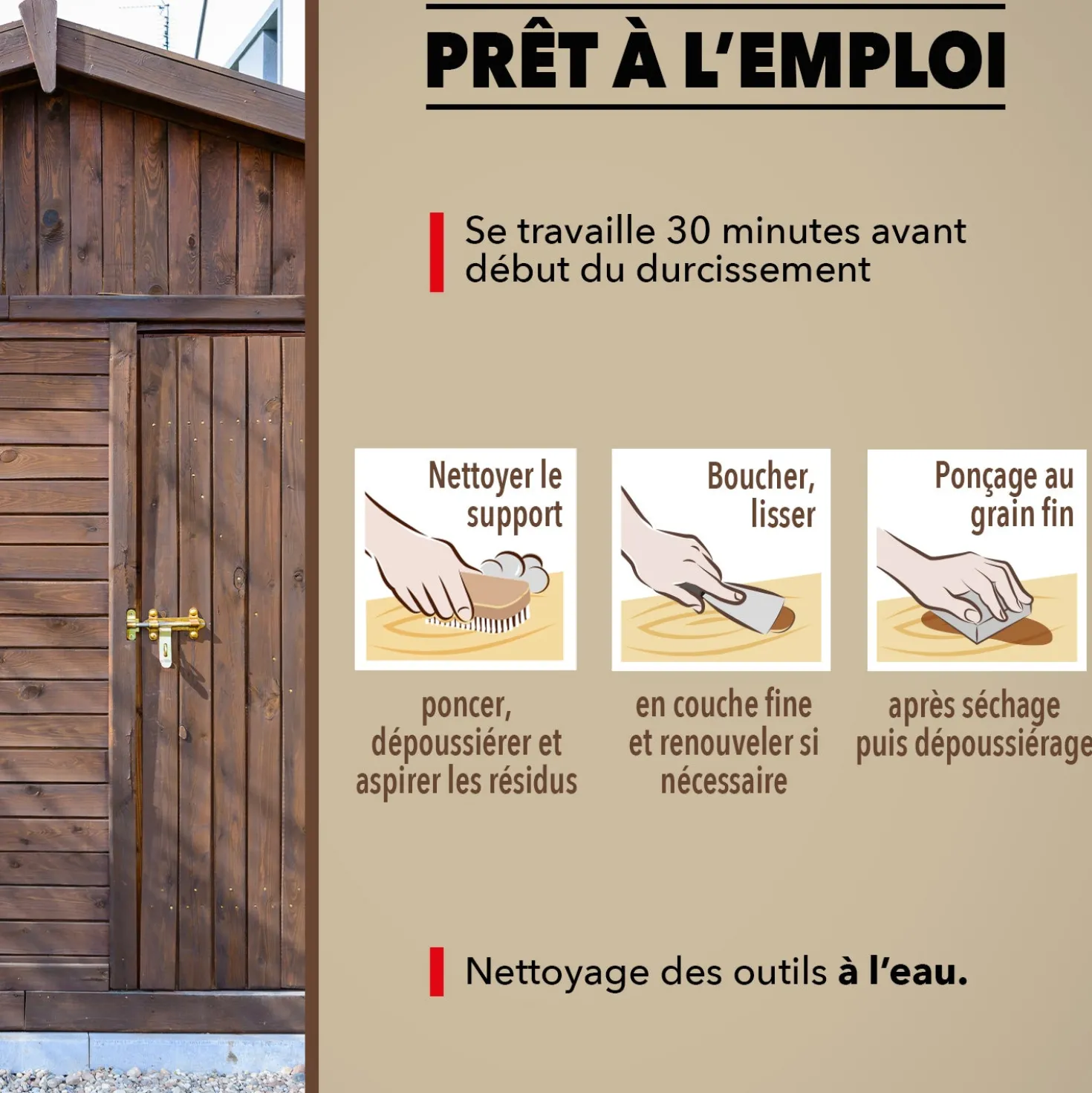 Rebouche imperfections -Pâte à bois naturel