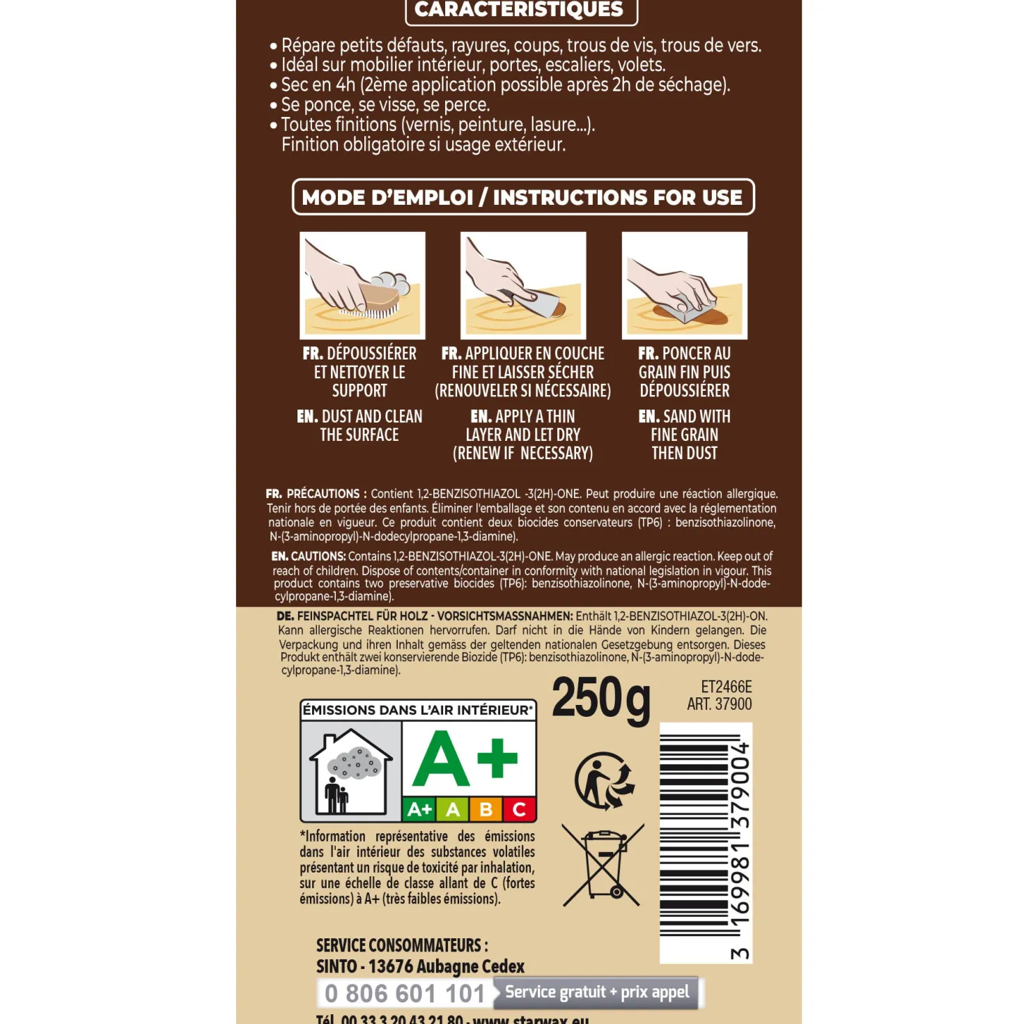 Rebouche imperfections -Pâte à bois naturel